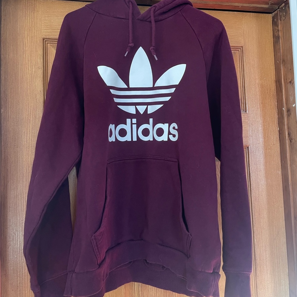 Adidas Maroon Hoodie with White Logo
